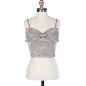 Originality Cropped Sparkle Bow Top
